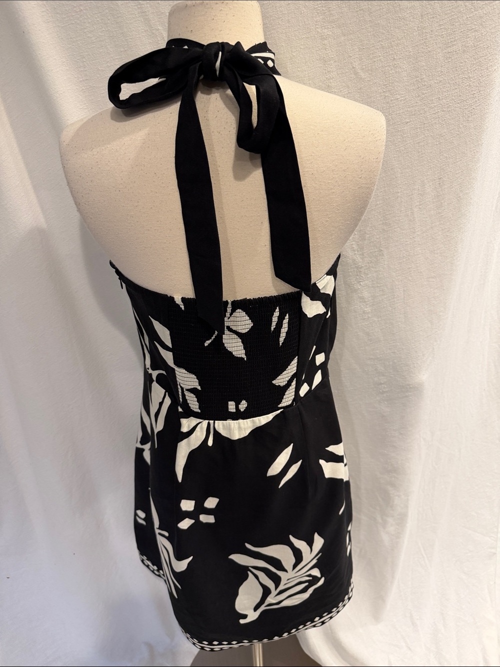 Loft Black & White Halter Floral Summer Dress - Picture 2 of 4